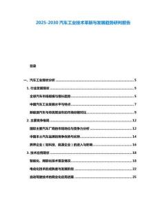 2025-2030汽車工業技術革新與發展趨勢研判報告