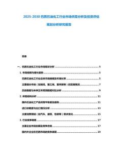 2025-2030巴西石油化工行業(yè)市場(chǎng)供需分析及投資評(píng)估規(guī)劃分析研究報(bào)告
