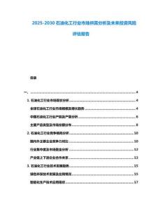 2025-2030石油化工行業市場供需分析及未來投資風險評估報告