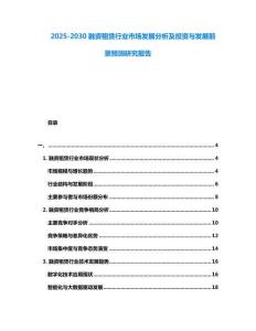 2025-2030融資租賃行業(yè)市場發(fā)展分析及投資與發(fā)展前景預(yù)測研究報告