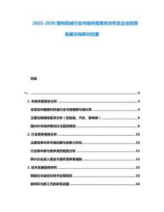 2025-2030塑料機械行業市場供需現狀分析及企業投資發展方向研討紀要