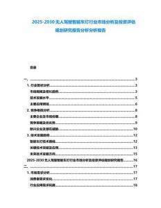 2025-2030無人駕駛智能車燈行業市場分析及投資評估規劃研究報告分析分析報告