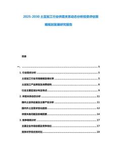 2025-2030土豆加工行業供需關系動態分析投資評估策略規劃發展研究報告