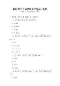 2026年芬蘭語基礎(chǔ)語法與詞匯試卷