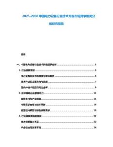 2025-2030中國電力設(shè)備行業(yè)技術(shù)升級市場競爭格局分析研究報(bào)告