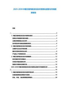 2025-2030中國衛(wèi)星導航定位技術民用化進程與市場前景報告