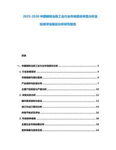 2025-2030中國(guó)鋼鐵冶煉工業(yè)行業(yè)市場(chǎng)現(xiàn)狀供需分析及投資評(píng)估規(guī)劃分析研究報(bào)告