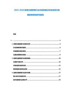 2025-2030智慧交通管理行業(yè)市場(chǎng)發(fā)展分析及投資與發(fā)展前景預(yù)測(cè)研究報(bào)告