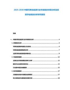 2025-2030中國(guó)可再生能源行業(yè)市場(chǎng)現(xiàn)狀供需分析及投資評(píng)估規(guī)劃分析研究報(bào)告