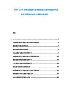 2025-2030中國(guó)新能源汽車熱泵系統(tǒng)行業(yè)市場(chǎng)現(xiàn)狀供需分析及投資評(píng)估規(guī)劃分析研究報(bào)告