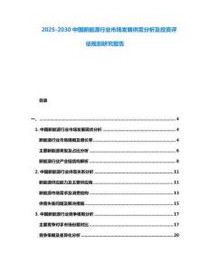 2025-2030中國新能源行業(yè)市場發(fā)展供需分析及投資評估規(guī)劃研究報告