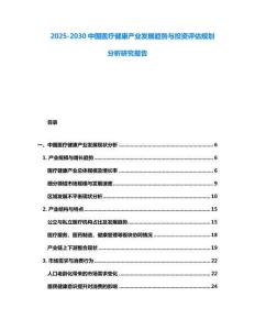 2025-2030中國醫療健康產業發展趨勢與投資評估規劃分析研究報告