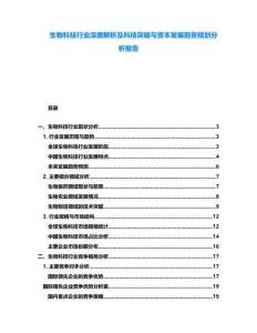 生物科技行業(yè)深奧解析及科技突破與資本發(fā)展前景規(guī)劃分析報告