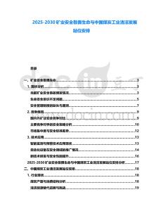 2025-2030礦業(yè)安全敬畏生命與中國煤炭工業(yè)清潔發(fā)展站位安排