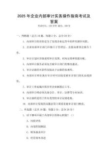 2025年企業(yè)內部審計實務操作指南考試及答案
