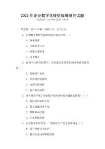2025年企業(yè)數(shù)字化轉(zhuǎn)型戰(zhàn)略研究試題