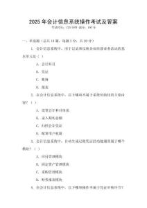 2025年會計(jì)信息系統(tǒng)操作考試及答案