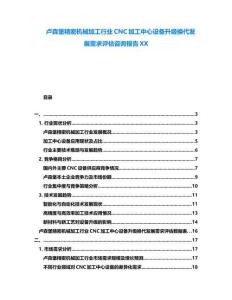 盧森堡精密機(jī)械加工行業(yè)CNC加工中心設(shè)備升級(jí)換代發(fā)展需求評(píng)估咨詢報(bào)告XX