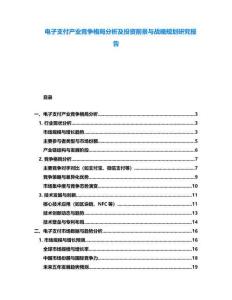 電子支付產業競爭格局分析及投資前景與戰略規劃研究報告