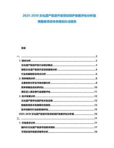 2025-2030文化遺產(chǎn)旅游開發(fā)項目保護發(fā)展評估分析值得國家項目傳承規(guī)劃辦法報告