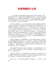 到底網(wǎng)賺是什么呢