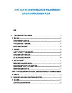 2025-2030文化市場創(chuàng)作者沉沒成本考量及視頻剪輯平臺算法冷啟動模式反輻射解決方案