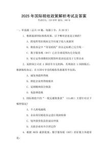 2025年國際稅收政策解析考試及答案