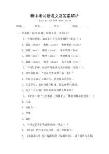 新中考試卷語文及答案解析