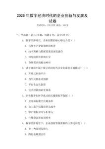 2026年數(shù)字經(jīng)濟時代的企業(yè)創(chuàng)新與發(fā)展及試卷