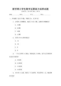 新學(xué)期小學(xué)生數(shù)學(xué)運(yùn)算能力培養(yǎng)試題