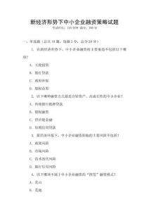 新經(jīng)濟形勢下中小企業(yè)融資策略試題
