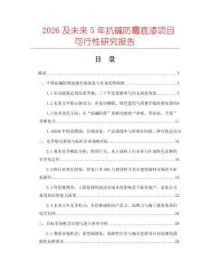 2026及未來5年抗堿防霉底漆項目可行性研究報告