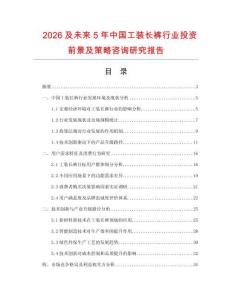 2026及未來5年中國工裝長褲行業投資前景及策略咨詢研究報告