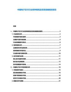 中國電子支付行業競爭格局及投資戰略規劃報告