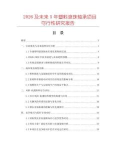 2026及未來5年塑料滾珠軸承項目可行性研究報告