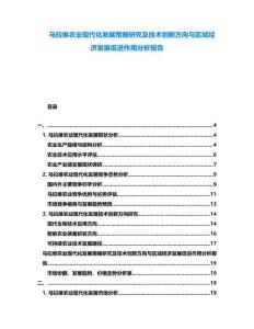 馬拉維農(nóng)業(yè)現(xiàn)代化發(fā)展策略研究及技術(shù)創(chuàng)新方向與區(qū)域經(jīng)濟發(fā)展促進作用分析報告