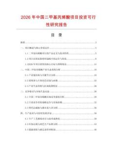 2026年中國二甲基丙烯酸項目投資可行性研究報告