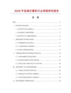 2026年低速打磨機行業(yè)深度研究報告