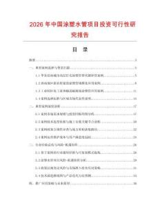 2026年中國涂塑水管項目投資可行性研究報告