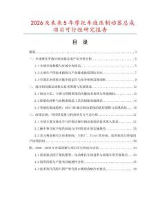 2026及未來5年摩托車液壓制動器總成項目可行性研究報告