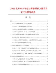 2026及未來5年低功率音頻放大器項目可行性研究報告