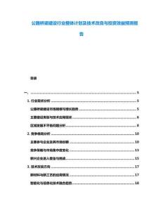 公路橋梁建設行業整體計劃及技術改良與投資效益預測報告