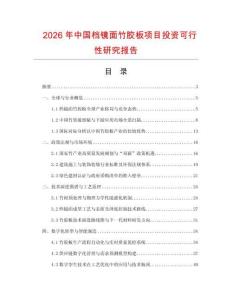 2026年中國檔鏡面竹膠板項目投資可行性研究報告