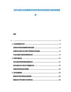 光纖光纜行業(yè)發(fā)展現(xiàn)狀供需平衡研究投資潛力規(guī)劃發(fā)展報告