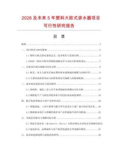 2026及未來5年塑料大歐式排水器項(xiàng)目可行性研究報(bào)告