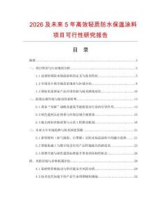 2026及未來5年高效輕質(zhì)防水保溫涂料項目可行性研究報告