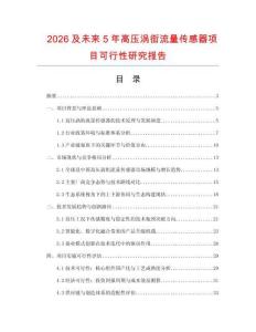 2026及未來5年高壓渦街流量傳感器項目可行性研究報告
