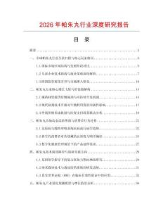 2026年帕朱丸行業(yè)深度研究報告
