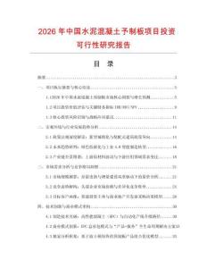 2026年中國(guó)水泥混凝土予制板項(xiàng)目投資可行性研究報(bào)告