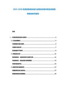 2025-2030東南亞物流快遞行業(yè)現(xiàn)狀供需態(tài)勢(shì)及投資前景規(guī)劃研究報(bào)告